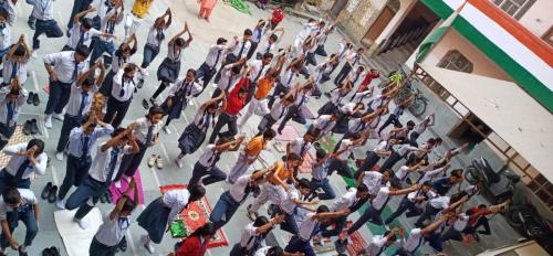 Yoga class in sat saheb public school